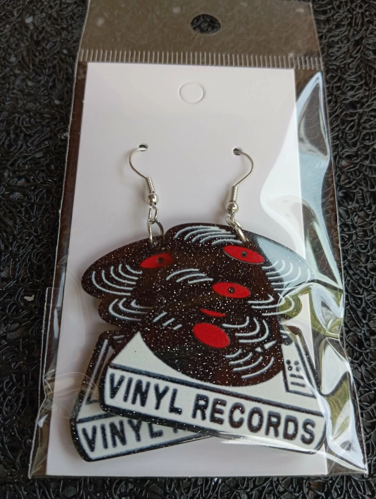 Pendientes colgantes en forma de vinilo retro discoteca años 80 – photo 3